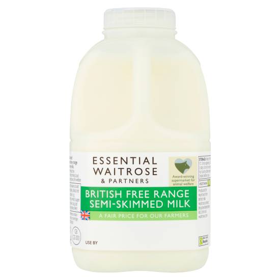 Essential Waitrose British Free Range Semi-Skimmed Milk (568 ml)