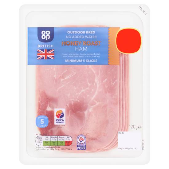 Co-Op British Honey Roast Ham 5 Slices 120g