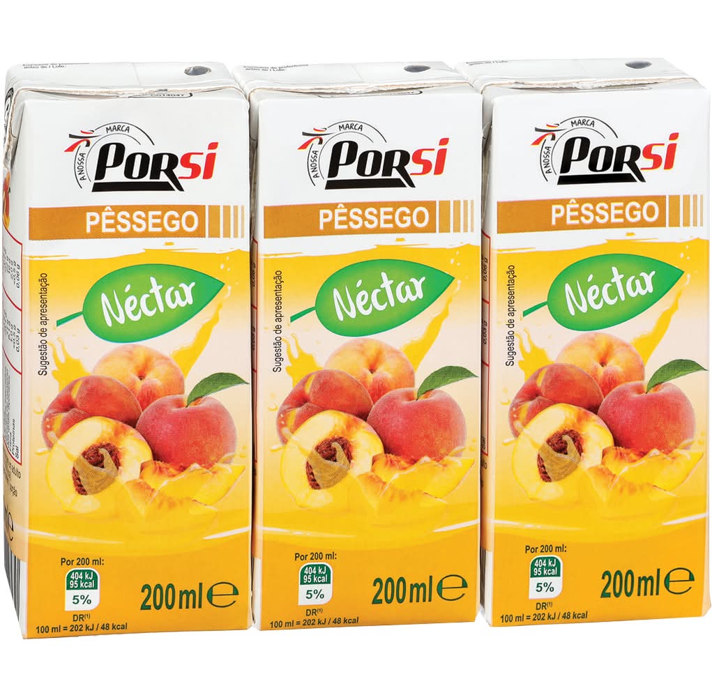 PorSi - Néctar de pêssego, pack 3 x 200 ml