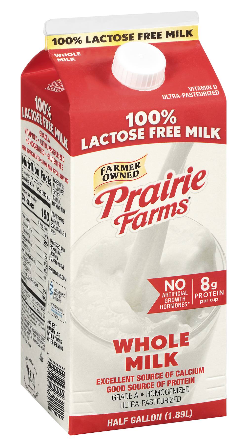 Prairie Farms 100% Lactose Free Whole Milk (1.89 L)