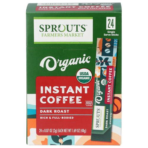 Sprouts Organic Dark Roast Single Serve Instant Coffe 24 Pack