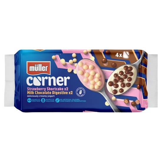 Müller Corner Digestive and Shortcake Yogurts (chocolate-strawberry ) (4ct)