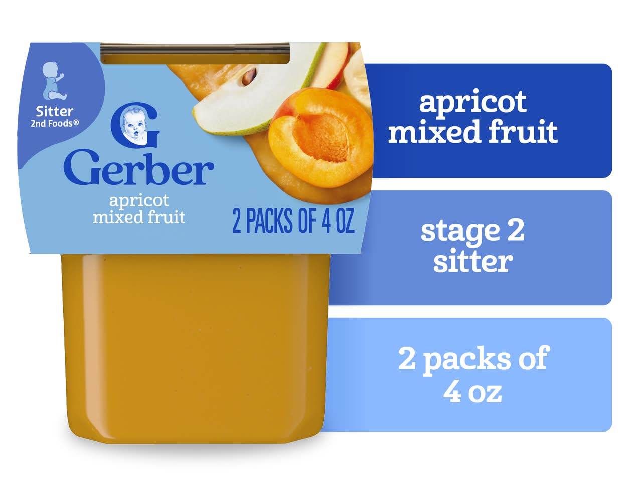 Gerber 2Nd Foods Sitter Apricot Mixed Fruit Baby Food (8 oz)