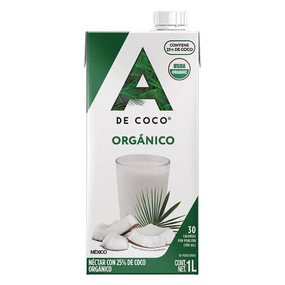 A De Coco · Bebida con néctar de coco orgánico (1 L)