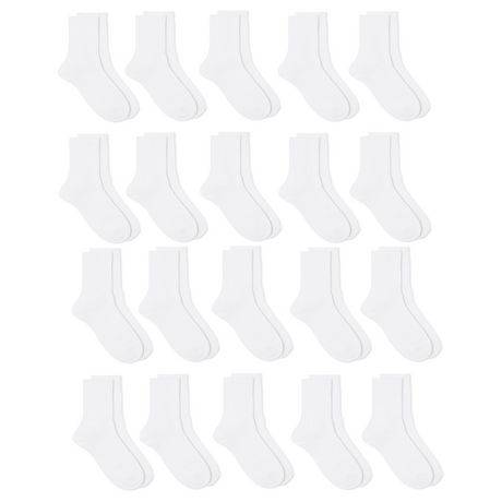 Athletic works mi-chaussettes (20 paires) (homme/pointures 7-11/blanc)