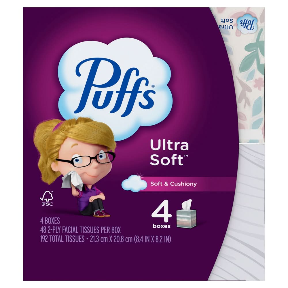 Puffs Ultra Soft Non-Lotion Facial Tissue (4 ct)