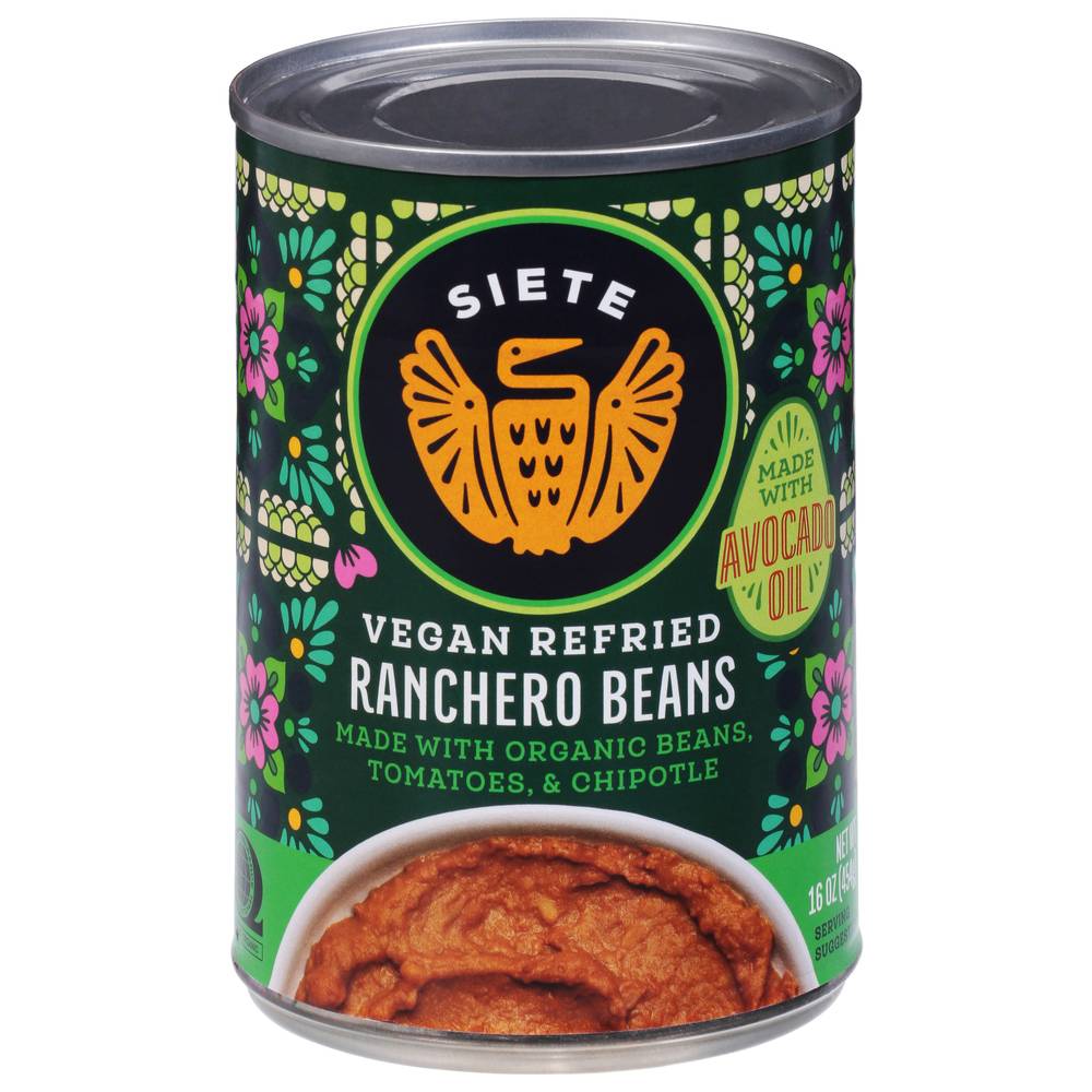 Siete Foods Refried Vegan Ranchero Beans, Tomato And Chipotle (16 oz)