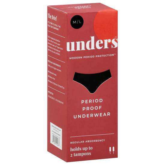 Unders Black Regular Absorbency Period Proof Underwear Medium/Large 1 Ea