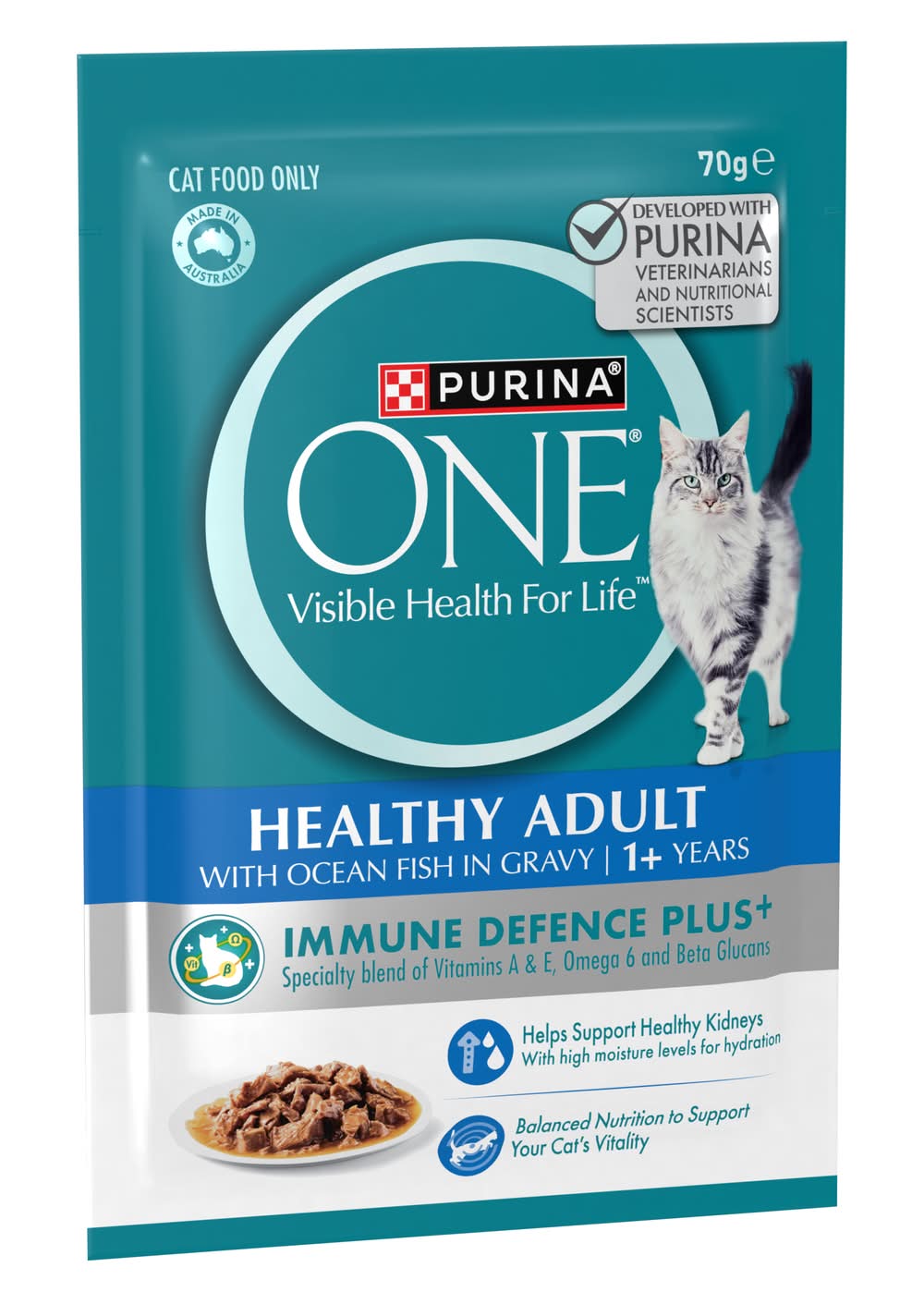 Purina One Healthy Adult With Oceanfish in Gravy Cat Food 1+ Years (70g)