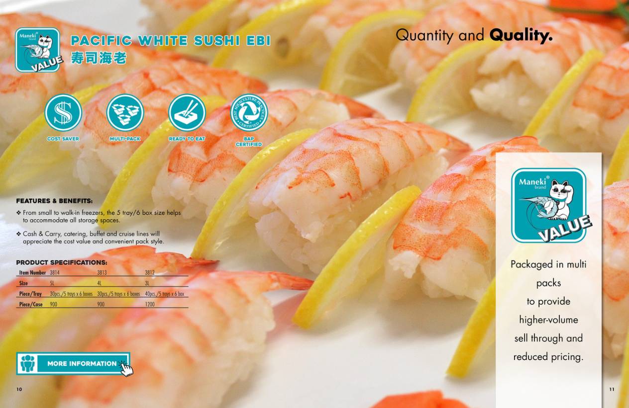 Frozen Maneki - EBI Sushi Shrimp - 150 ct, 4L