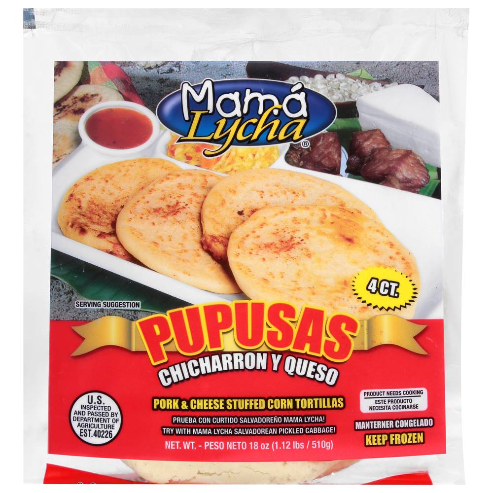 Mamá Lycha Pupusas Pork & Cheese Stuffed Corn Tortillas (1.12 lbs)