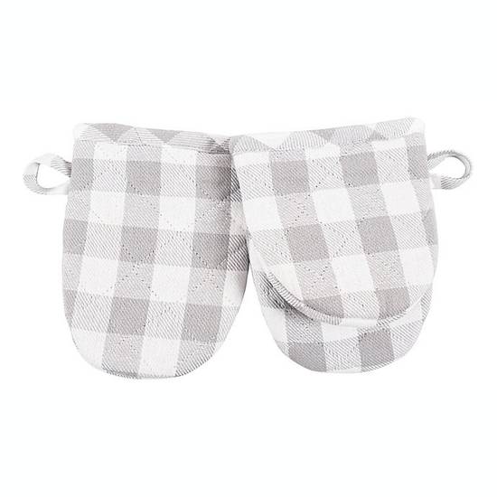 Harvest Mini Oven Mitts in Grey Plaid (Set of 2)