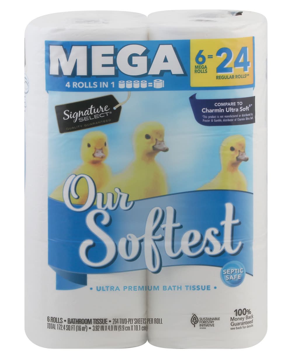 Signature Select Our Softest Premium Bathroom Tissue Rolls, 3.92x4 in (6 ct)