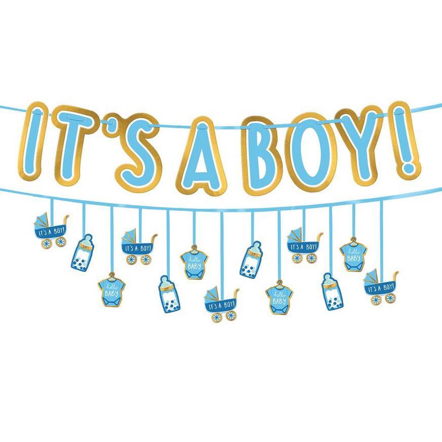 Oh Baby! Boy Baby Shower Cardstock Banner Set, 2pc, 12ft