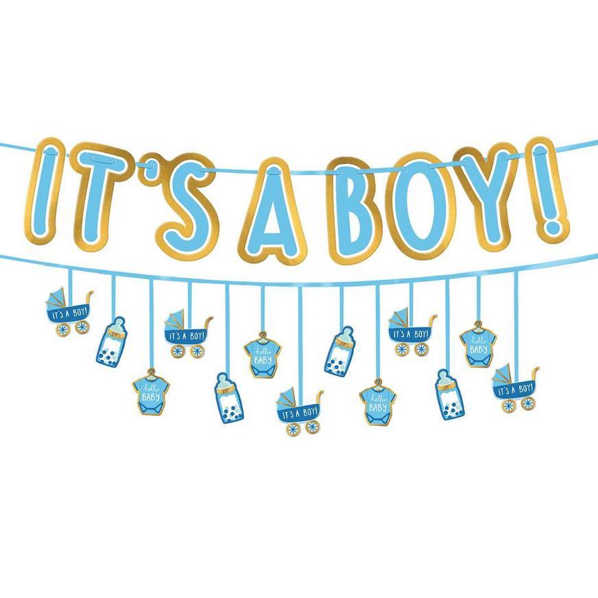 Party City It's a Boy Baby Shower Cardstock Banner Set (12' x 6'')