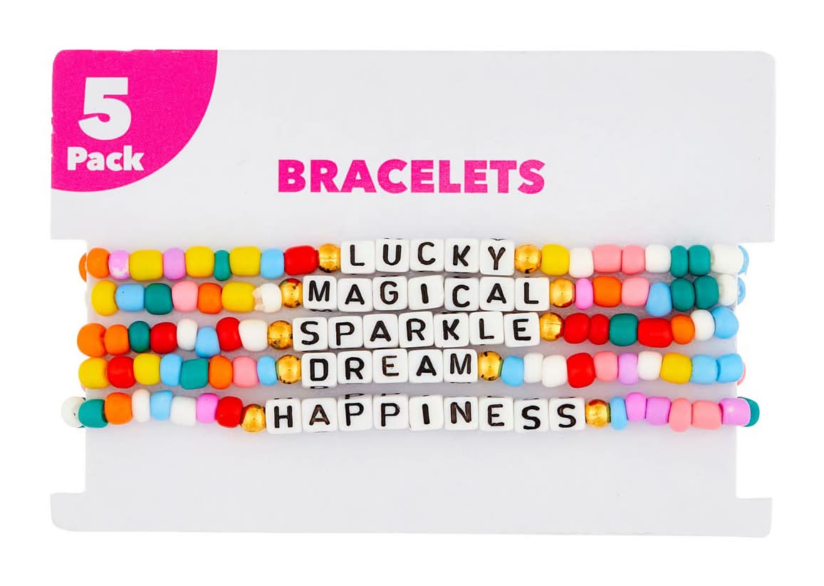 Colorful Beaded Stretch Bracelets 5 Pk