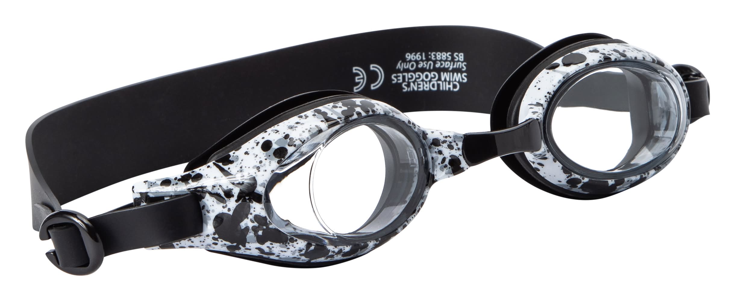 Aqua2Ude™ Boys Kids Swim Goggles Black/White Splatter
