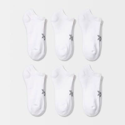All In Motion Cushioned No Show Athletic Socks, Women, 4-10, White (6 ct)
