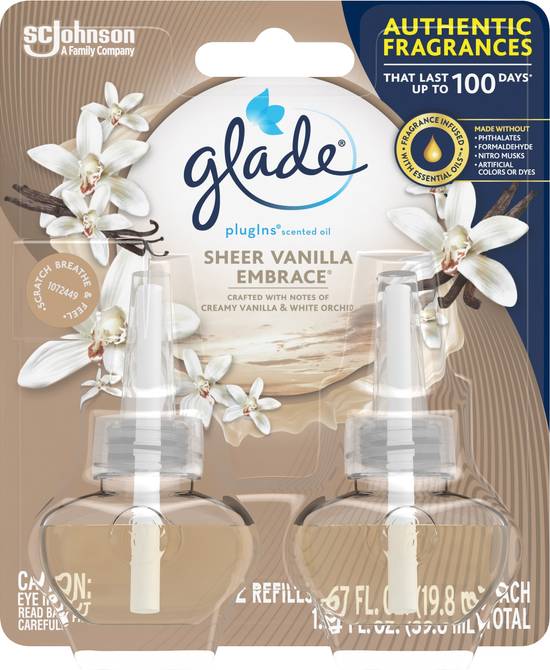 Glade Plugins Sheer Vanilla Embrace Scented Oil Refill (2 ct)