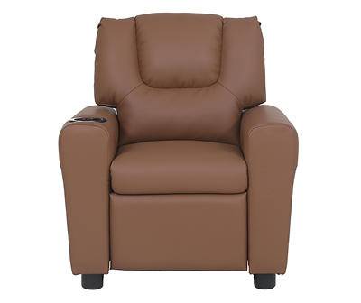 Kids Brown Faux Leather Recliner