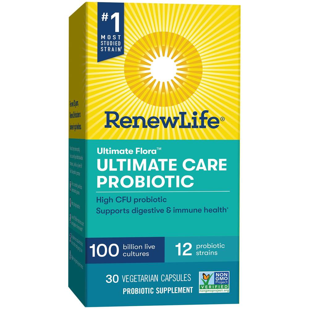 Ultimate Flora Ultimate Care Probiotic - Supports Digestive & Immune Health - 100 Billion Cfus (30 Vegetable Capsules)