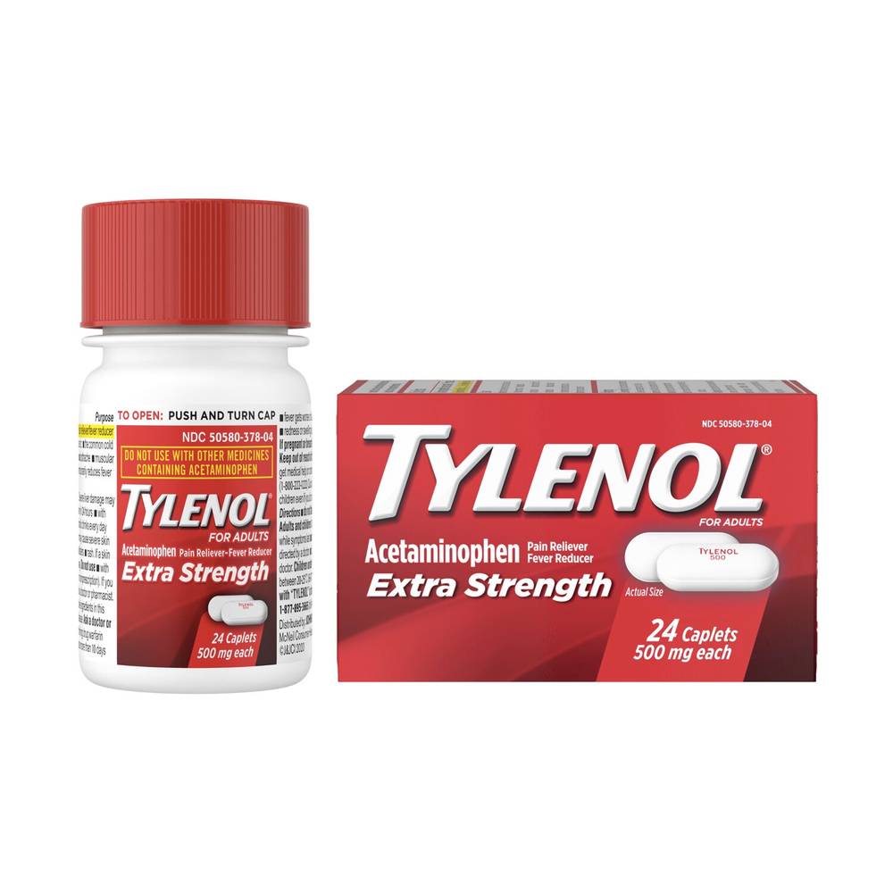 Tylenol Extra Strength Caplets with 500 mg Acetaminophen, 24 CT