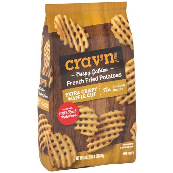Crav'N Flavor French Fried Potatoes, Crispy Golden, Extra Crispy Waffle Cut