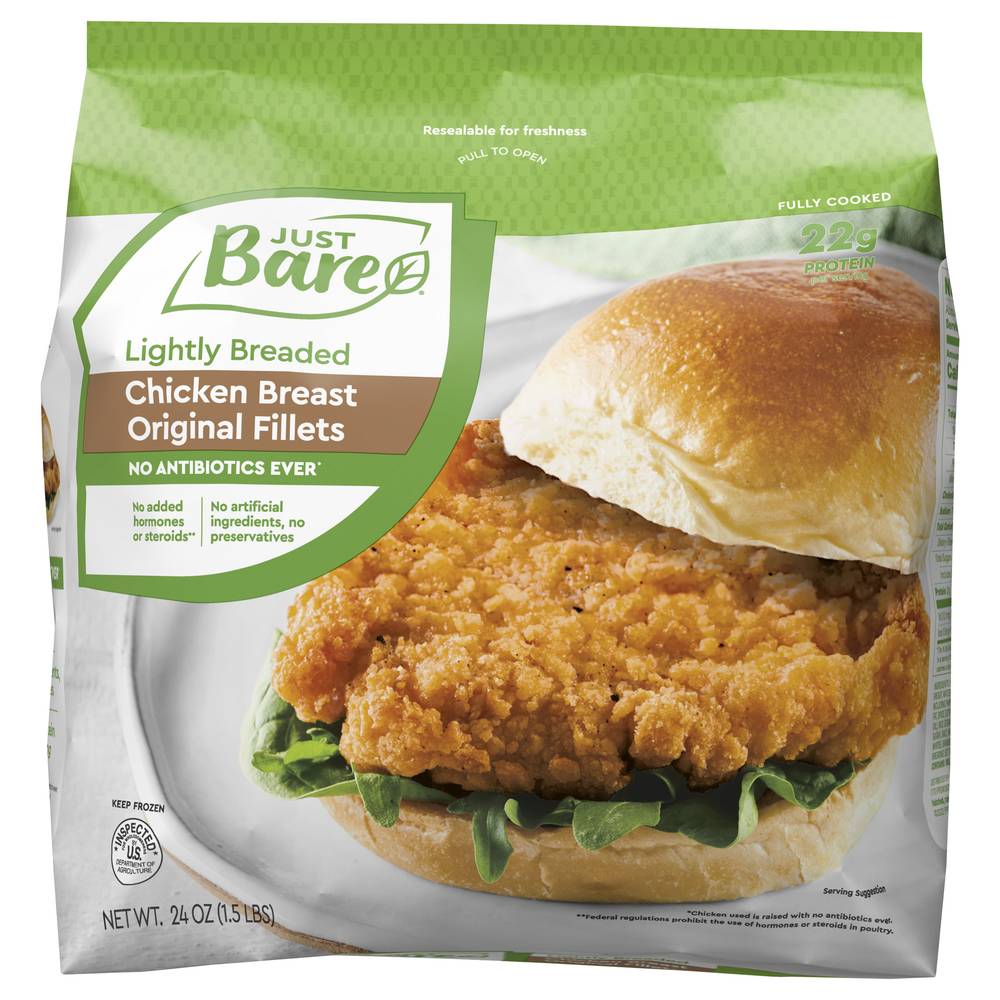 Just Bare Lightly Breaded Chicken Breast Original Fillets (24 oz)