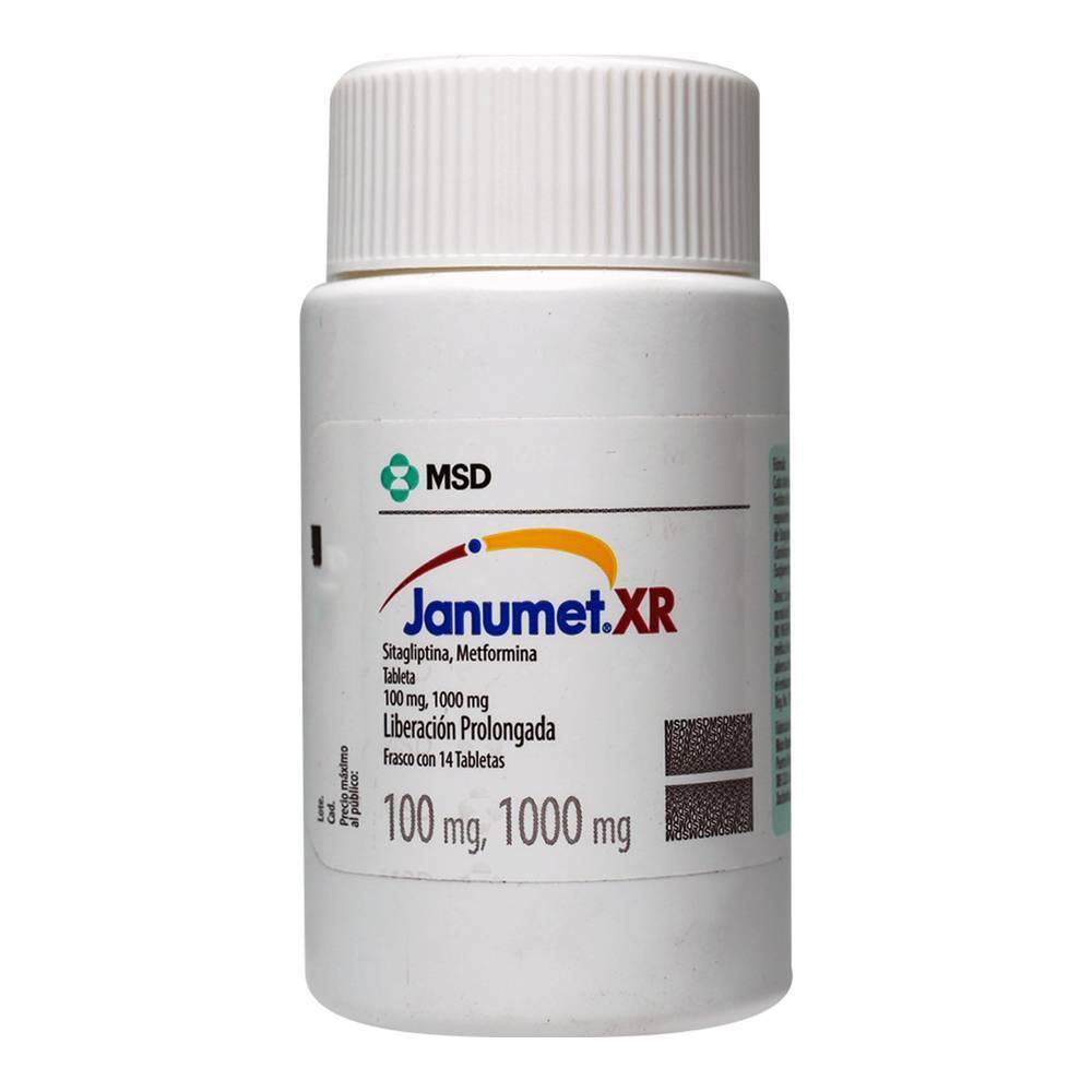 Msd janumet xr tabletas 100 mg/ 1000 mg (14 piezas)