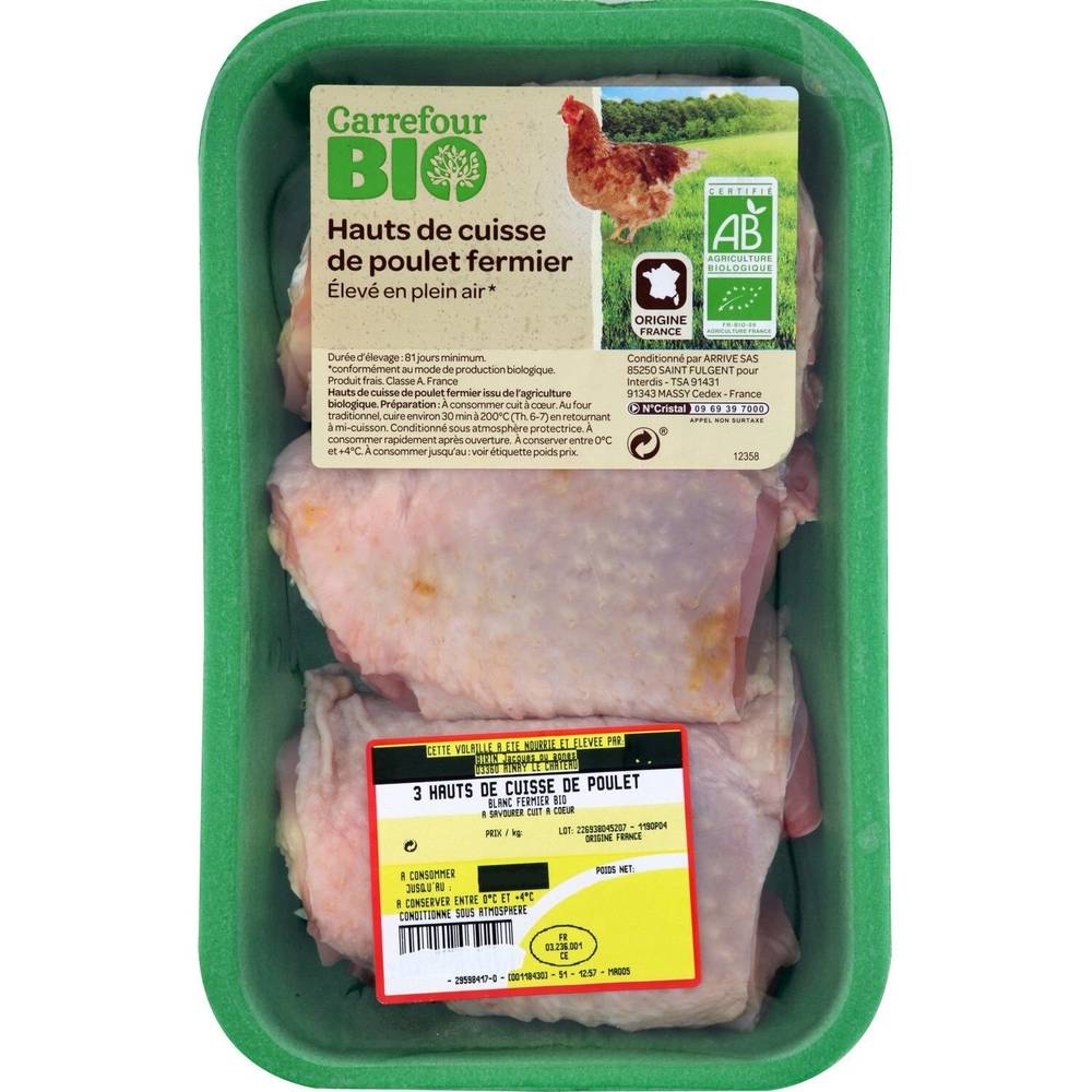 Carrefour Bio - Hauts de cuisse poulet blanc fermier (3 pièces)
