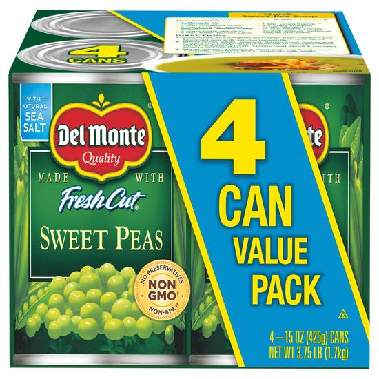 Del Monte Fresh Cut Sweet Peas Cans (4 ct)