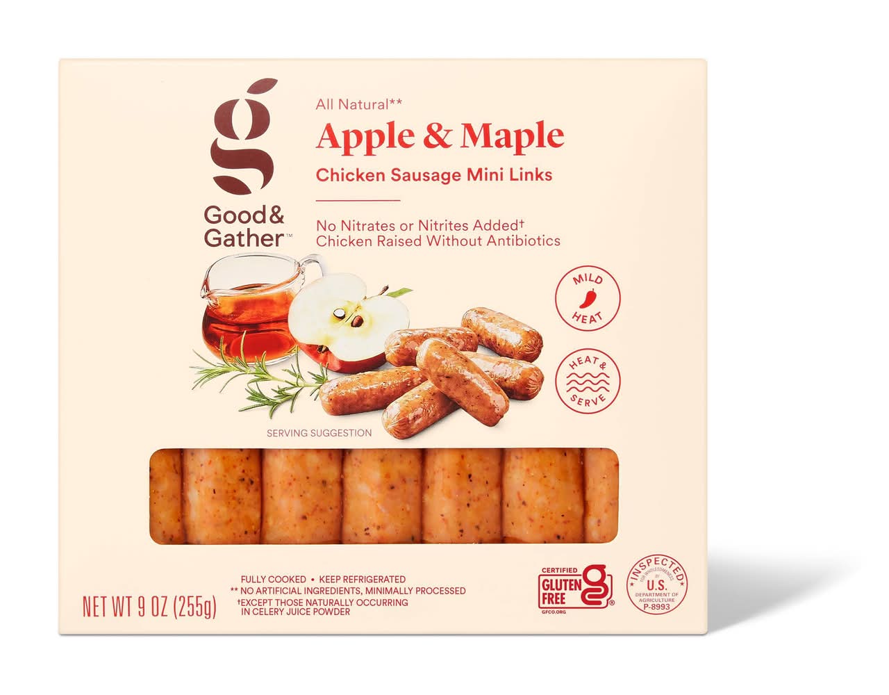Good & Gather Apple & Maple Breakfast Chicken Sausage Mini Links (9 oz, 7 ct)
