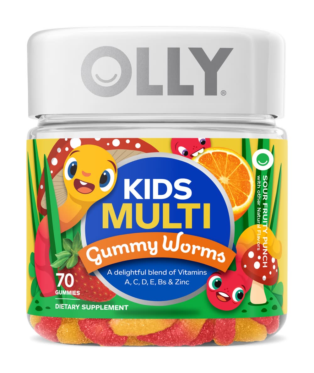 Olly Kids Multi Gummy Worms, Sour Fruity Punch (70 ct)