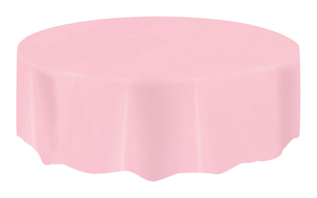 321 Party! Round Plastic Light Pink Tablecloth 84"
