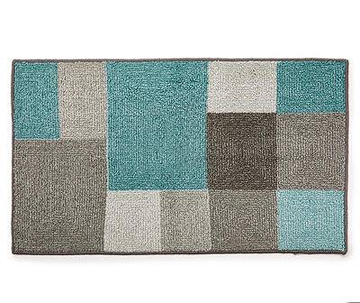 Broyhill Turquoise Textured Block Accent Rug (20" x 34")