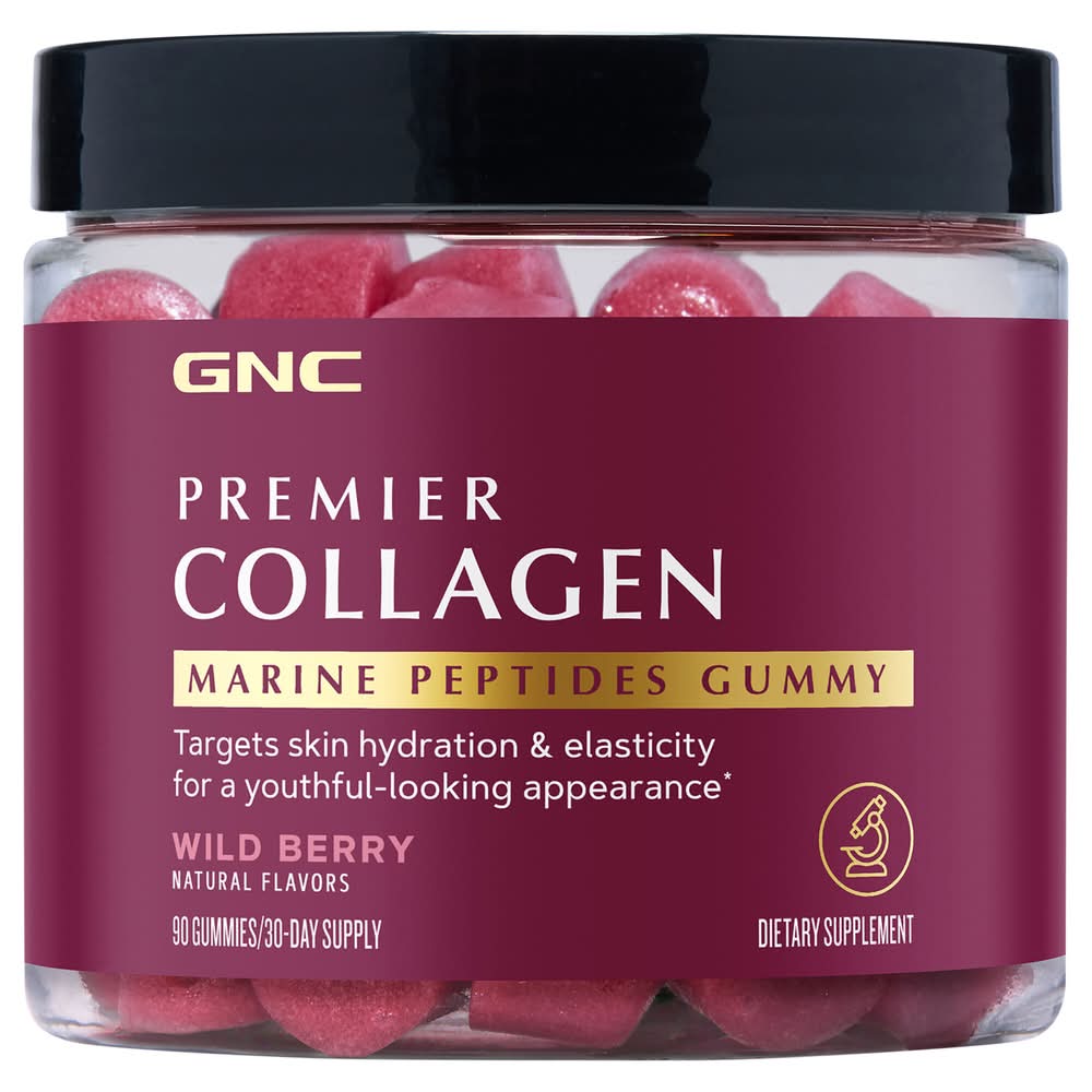 GNC Premier Collagen Marine Peptides Gummy, Wild Berry (90 ct)