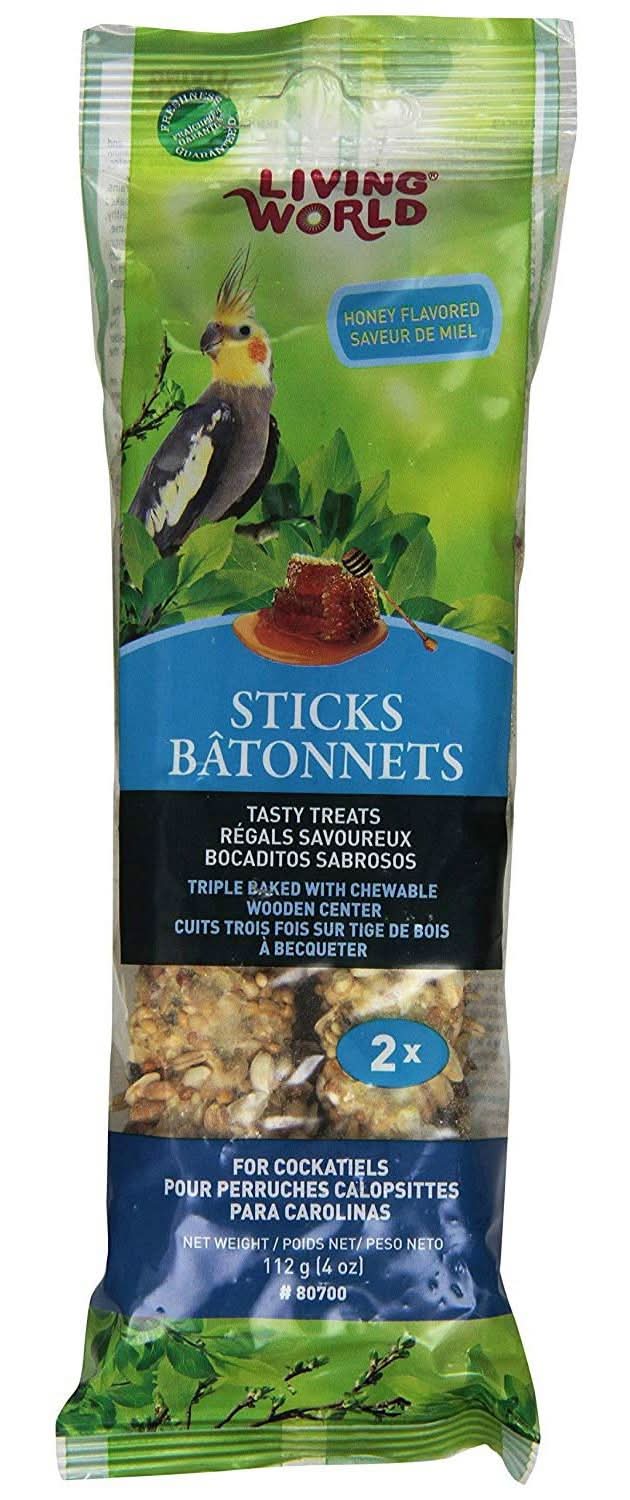 Living World Cockatiel Sticks Honey Flavour, 4 oz