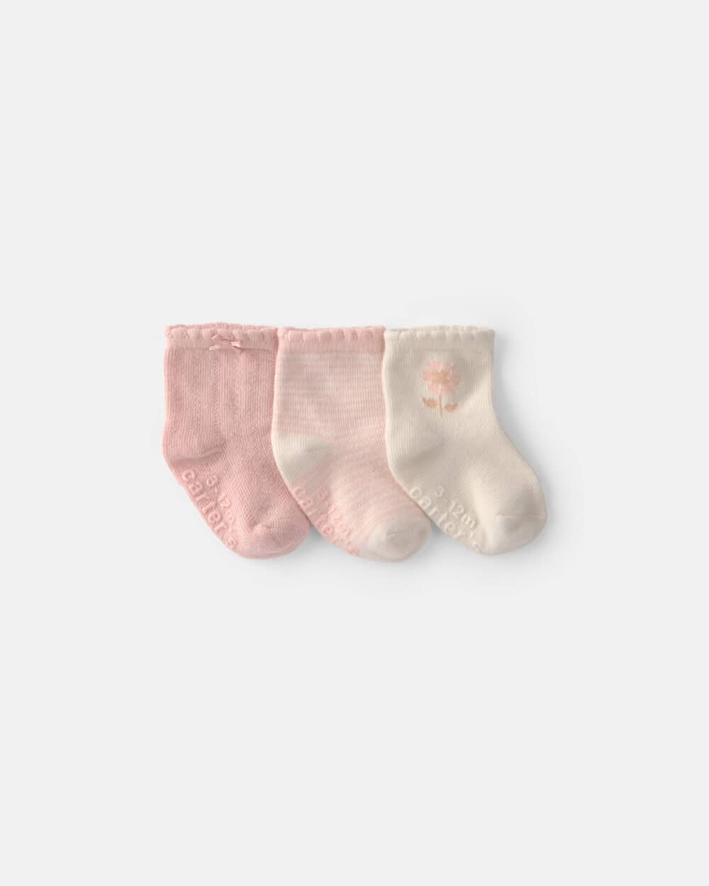 Baby Girl 3-Pack Floral Baby Booties - Pink - 3-12M