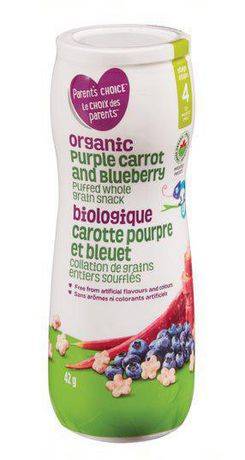 Parent's choice  petits choux à grains entiers carotte pourpre et bleuet le choix du parent biologique (42 g) - organic whole grain purple carrot & blueberry puffs (42 g)