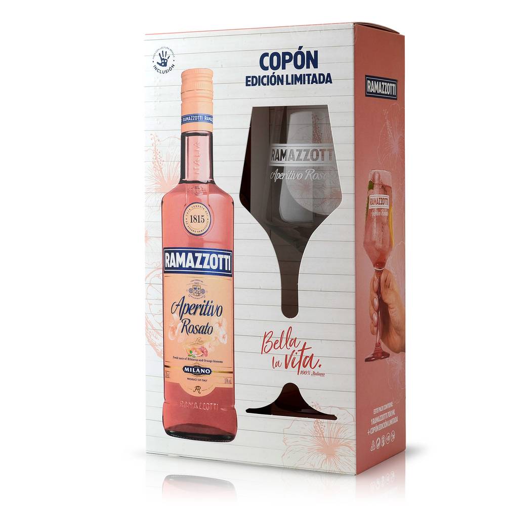 Ramazzotti aperitivo rosato + copa (botella 700 ml)