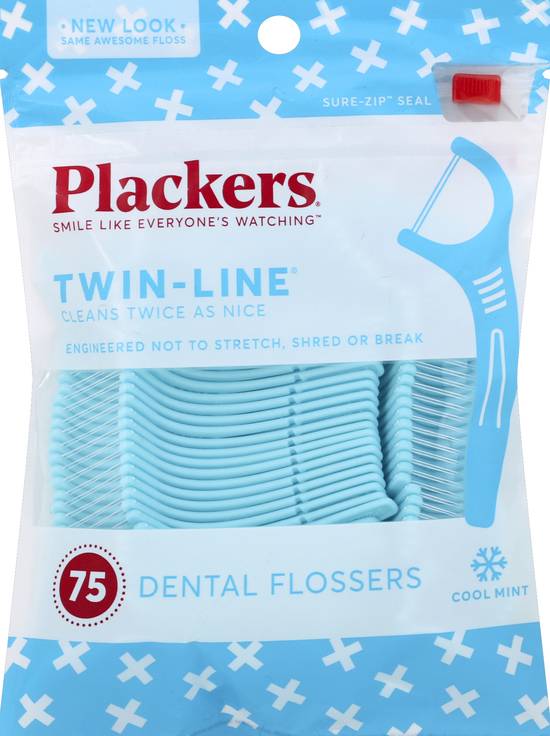 Plackers Cool Mint Twin Line Dental Flossers (75 ct)