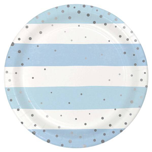 Creative Converting Blue Silver Celebrations Party Lunch Plate, 8 ct