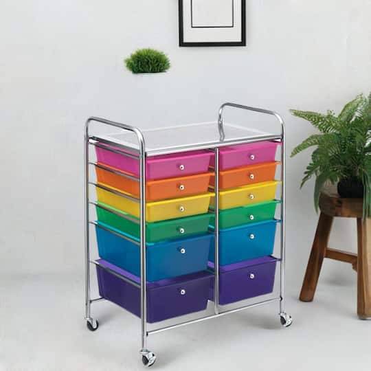 Multicolor 12 Drawer Rolling Cart By Simply Tidy