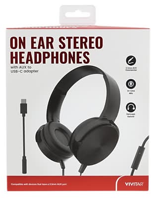 Vivitar On-Ear Headphones, Black (STP3000-BLK-T35-6)