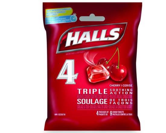 Halls · Saveur cerise pastilles (4 unités) - Cherry flavour cough drops (4 units)