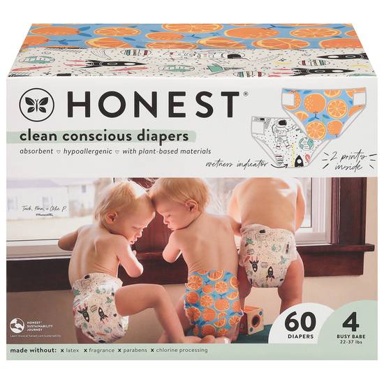 Honest Busy Babe Size 4 Diapers (60 ct)
