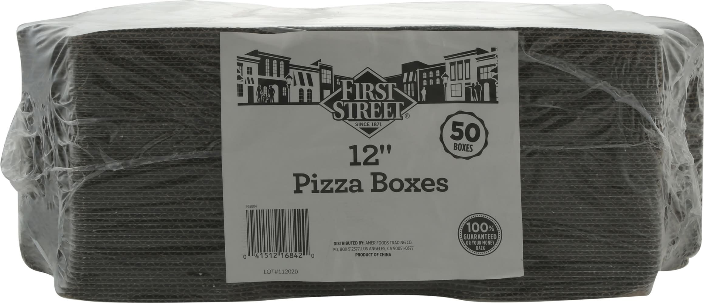 First Street Printed B Flute Pizza Box, 12 in, White (50 ct)