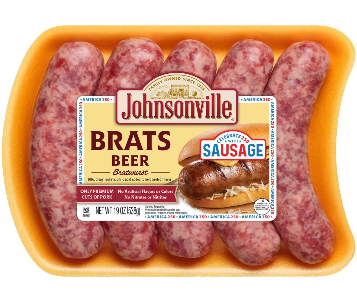 Johnsonville Brats Beer Bratwurst Sausages (19 oz, 5 ct)