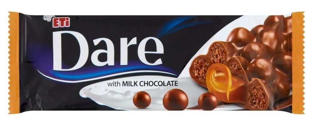 Dare Baton karmelowy z płatkami pszenicy i kukurydzy w czekoladzie mlecznej 28 g