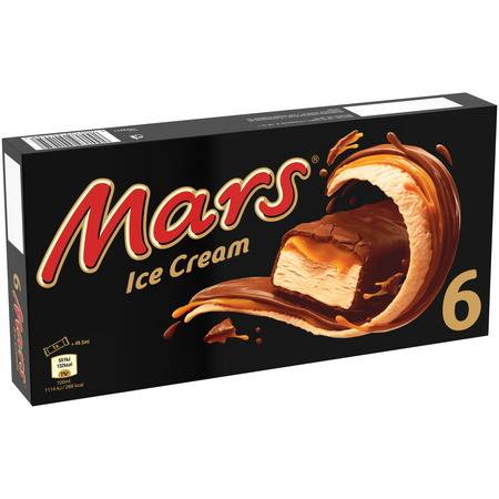 Glaces barres glacées chocolat caramel  MARS - les 6 barres - 240g